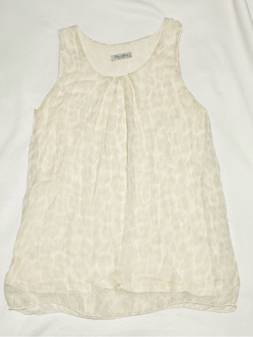 Elena Baldi Sleeveless Pleated 100% Silk Blouse